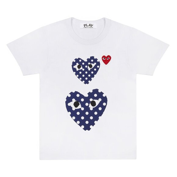 BNWT AW20 COMME DES GARCONS PLAY POLKA DOT 2HEART TSHIRT S - Picture 12 of 15